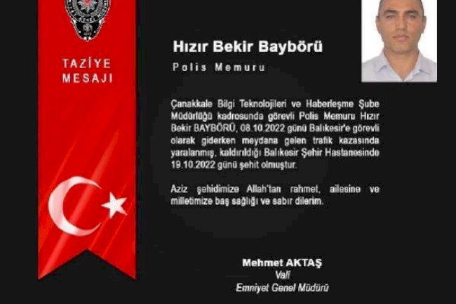 Polis Memuru Baybörü Şehit oldu