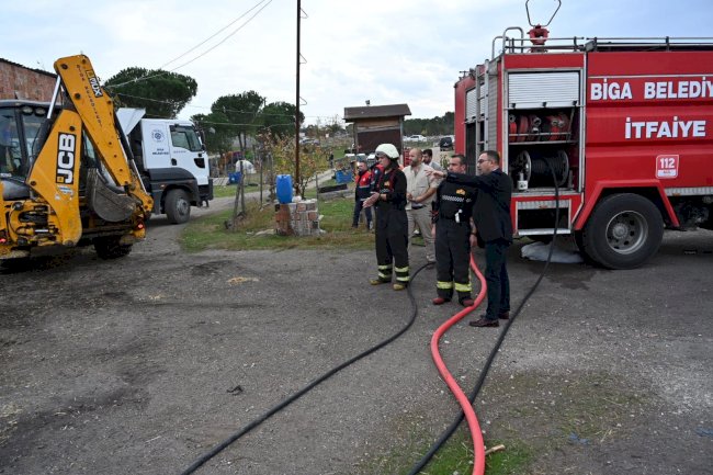 Biga’da samanlık yangını 
