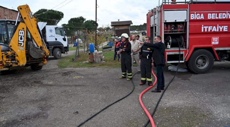 Biga’da samanlık yangını 