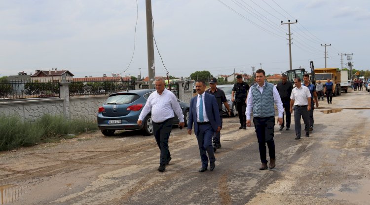 Aktaş Geyikli’de oluşan selin ardından incelemede bulundu