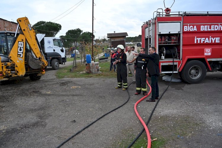 Biga’da samanlık yangını 